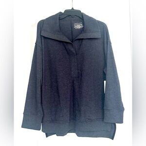 Westbound Dark Navy Collard Pullover V-neck Cardigan w/Pockets oversize M NWT